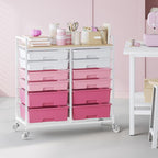 Rolling Storage Cart with 12 Drawers, Wooden Tabletop Utility Cart - Image 8