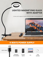 10X Magnifying Glass with Light, 5 Colors+10 Brightness Reading Lamp, 58 LED - Image 7