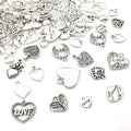 WOCRAFT 100 pcs Mix Antique Silver Heart Beads Charms by WOCRAFT