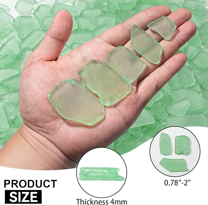 Keedolla Tumbled Sea Glass for Crafts - 40 OZ Flat Frosted Seaglass Pieces for - Image 3