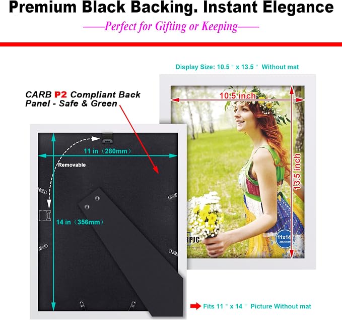 RPJC 11x14 inch Picture Frames Made of Solid Wood and High Definition Glass - Image 8