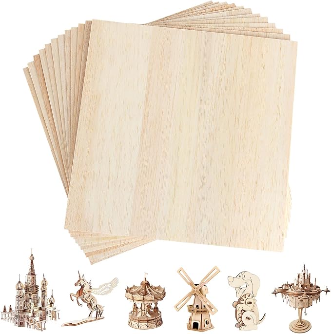 12 Pack Balsa Wood Sheets, 11.8'x11.8'x1/16', Thin Natural Unfinished Wood - Image 6