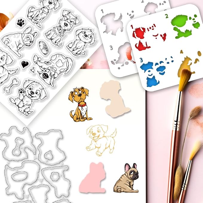 Animal Stamps and Dies for Card Making Layered Comic Dog Silicone Clear Stamps - Image 5