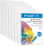GOTIDEAL Canvases for Painting, 9x12 inch of 8, Professional Primed White Blank by GOTIDEAL