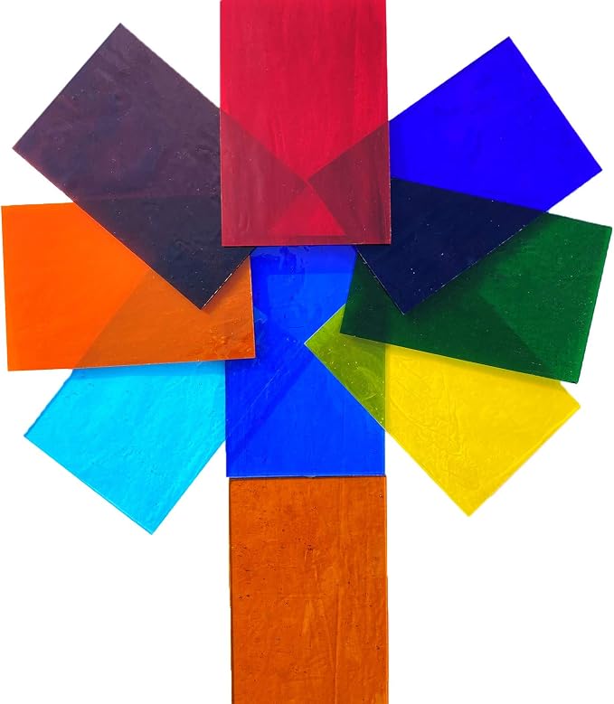 9 Pack Transparent Stained Glass Sheets, 4 x 6 inch Cathedral Glass Colored - Image 5