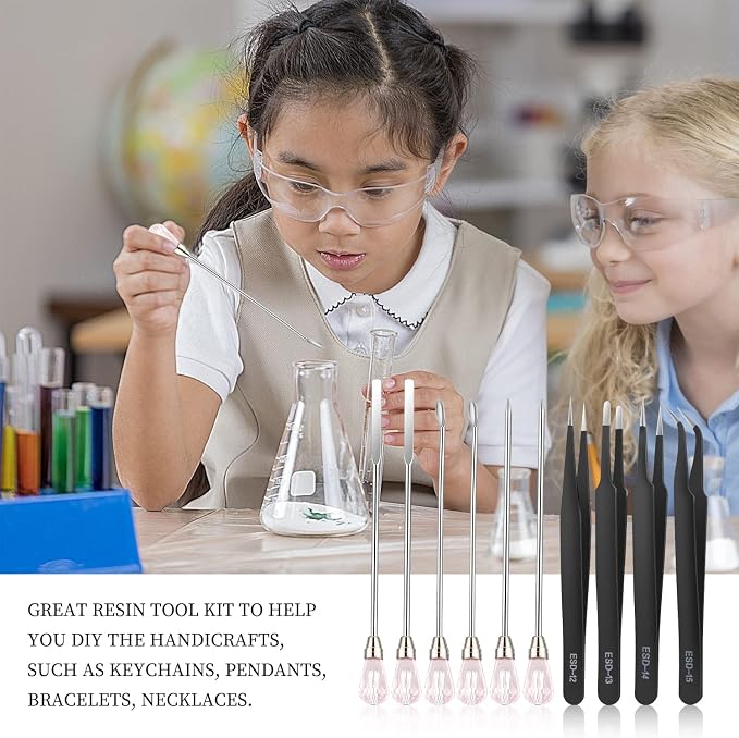 11 Pcs Resin Spoon Tools Kit-Metal Stir Sticks Resin Spoons Poke Needle - Image 7