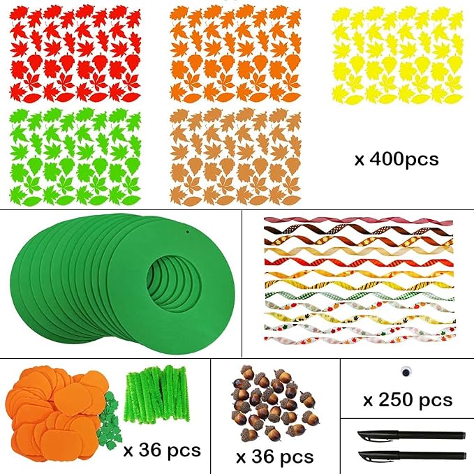 Supla 12 Kits 3D Pumpkin Fall Leaf Wreath Craft Kit DIY Thanksgiving Wreath - Image 7