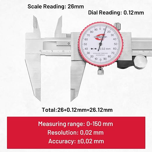 Metric Dial Caliper 0-150mm Precision Measuring Tool | ±0.02mm Accuracy - Image 3