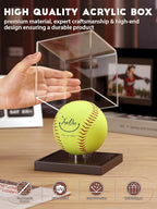 JupDec Softball Display Case Clear Acrylic Ball Holder, UV Protected Cube - Image 2