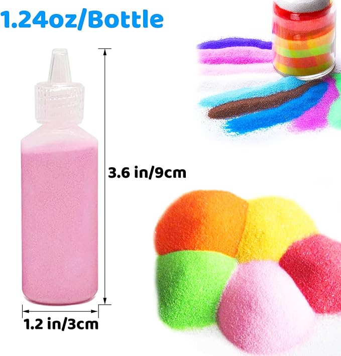 Guuozzli 24 PCS Art Sand, 1.24 oz Colored Sand Bottles, Sand Arts and Crafts Kit - Image 2