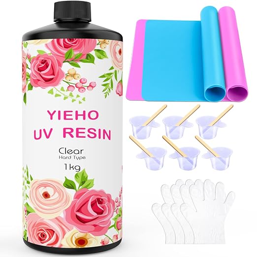 YIEHO 1000g UV Resin -Upgraded Crystal Clear Hard UV Fast Curing Epoxy Resin by YIEHO