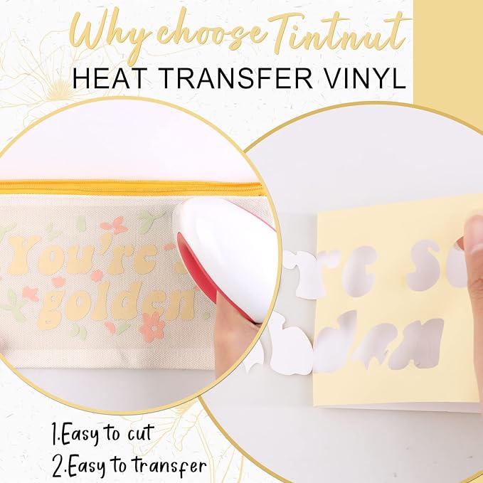 Tintnut Light Yellow Heat Transfer Vinyl, 10inx6ft Iron on Vinyl | Neutral boho - Image 3