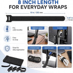 80pcs 8 Inch Cable Ties Reusable Black Hook and Loop Cord Ties - Image 3