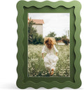 5x7 Picture Frame with Mat for 4x6, Wavy Edge Wooden Real Glass Photo Frame for by THKRLOF