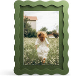 5x7 Picture Frame with Mat for 4x6, Wavy Edge Wooden Real Glass Photo Frame for by THKRLOF