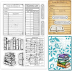 GLOBLELAND Books Clear Stamps Library Card Silicone Clear Stamp Reading List by GLOBLELAND