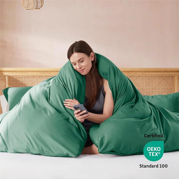 Nestl Dark Green Duvet Cover King Size - Image 3