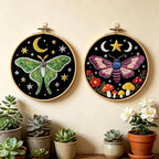 INFUNLY 2 Pcs Moth Punch Needle Embroidery Kit 8.7 Inch Round Punch Needle - Image 6