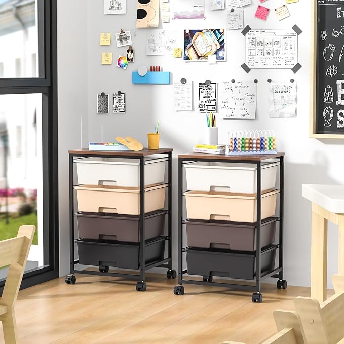 SYKIARIOL Utility Cart with 4 Drawers, Rolling Storage Cart with Drawers - Image 2