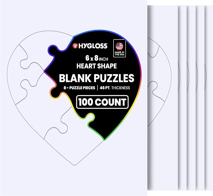 Hygloss 100 Blank Heart Puzzles – 6 x 8 Inches – Ideal by HyglossProductsInc