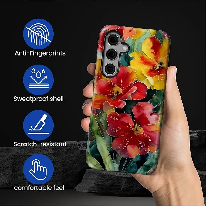 Case for Samsung Galaxy S25 FE, Vintage Floral Girly Design Hybrid Dual - Image 3