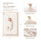 Konssy Muslin Mini Crib Sheets, 100% Soft Cotton Pack and Play Sheets - Image 3