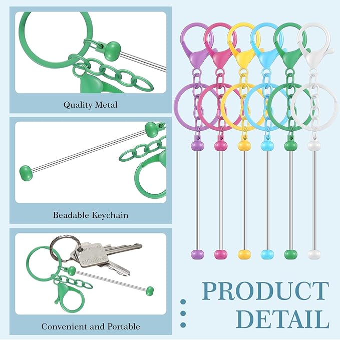Tondiamo 24 Pcs Beadable Keychain Bars Bulk Beads - Image 4