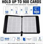 9 Pocket Card Binder with 50 Removable Sleeves, Holds 900 Cards | 3 Ring Zipper - Image 7