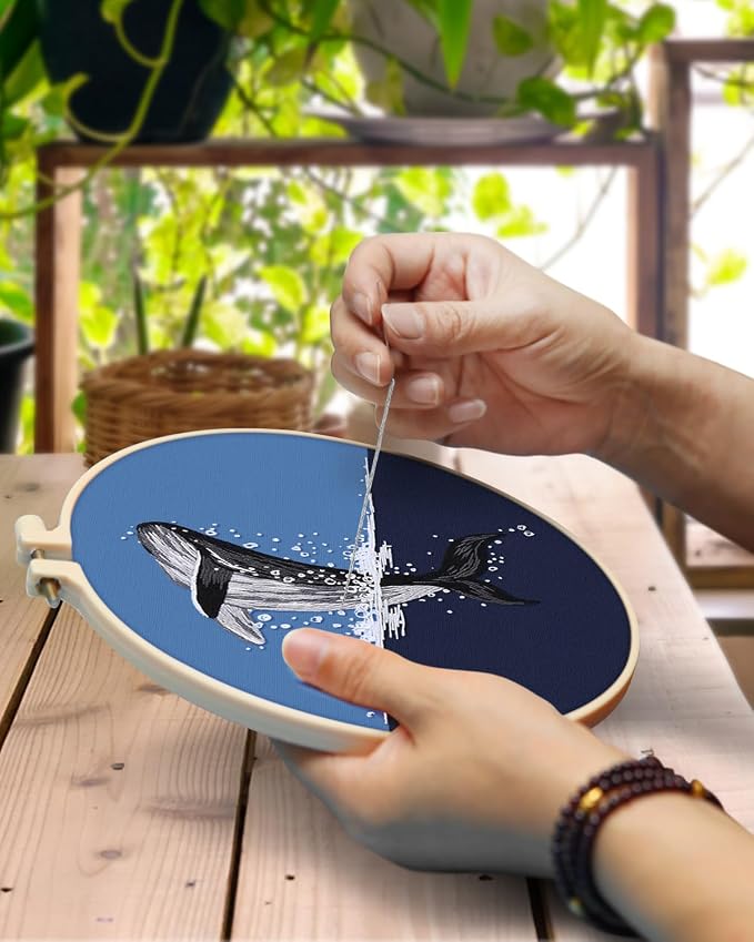 TINDTOP Embroidery Kit for Beginners Adult, Whale Embroidery Practice Kit | - Image 4