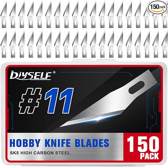 DIYSELF 150 PCS Exacto Knife Blades 11, Sharp Hobby Knife Blades, High Carbon by DIYSELF