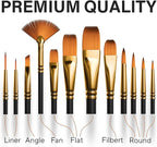 Professional Artist Paint Brush Set of 12 - Image 5