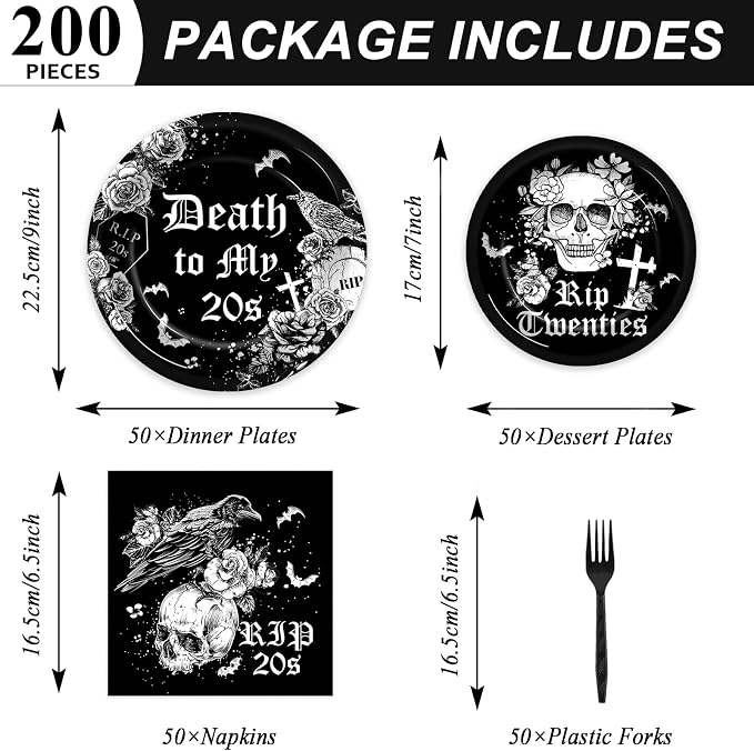 50 Guests 30th Birthday Plates and Napkins Party Supplies Death to My 20s Party - Image 2