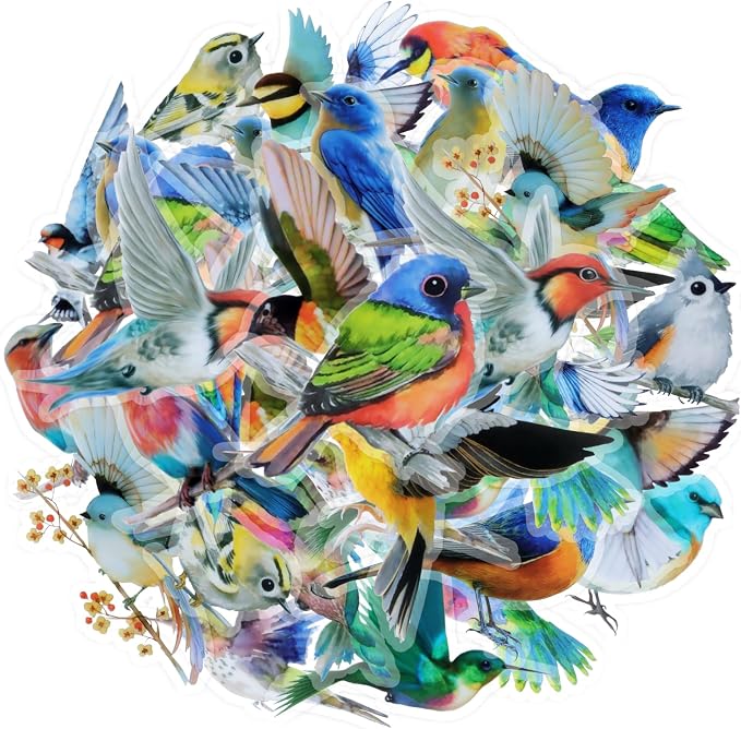 Imeepa 40Pcs Bird Stickers Transparent Scrapbooking Stickers | PET Vintage Bird by Imeepa