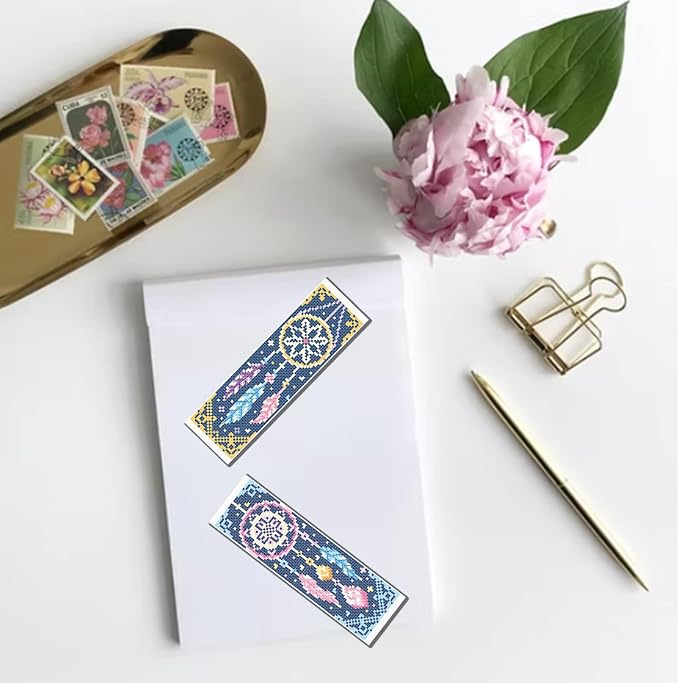 FREEBLOSS 6 Set Cross Stitch Bookmark Kits Dreamcatcher Pattern Stamped - Image 6