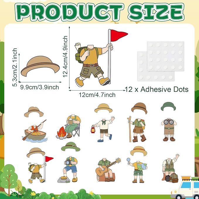 60pcs Camping Theme DIY Cutouts Camper Bulletin Board Decoration Set Camping - Image 2
