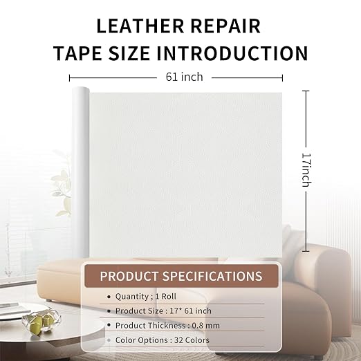 Leather Repair Patch Tape, Car Seat, Vinyl Leather Repair Kit - Image 2