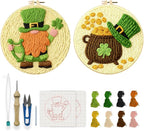 INFUNLY 2 Set St. Patrick's Punch Needle Embroidery Kits by INFUNLY