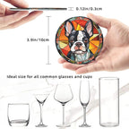 Drink Coaster Set of 6, Boston Terrier Dog Mom Lover Gift, Leather Drink - Image 3