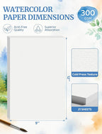 21 Sheets Watercolor Paper 9x12, Cold Press Watercolor Paper Pad, 140 LB/300 - Image 2