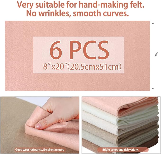 HaoFeiJH 6 Rolls 8"x20" Soft Felt Fabric Sheets, 1.6mm Thick, and Projects - Image 2
