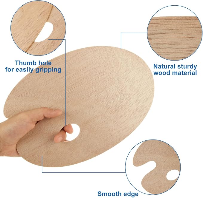 25 Pack Wood Painting Palette, Oil Wooden Paint Palette, Oval-Shaped Artist - Image 3