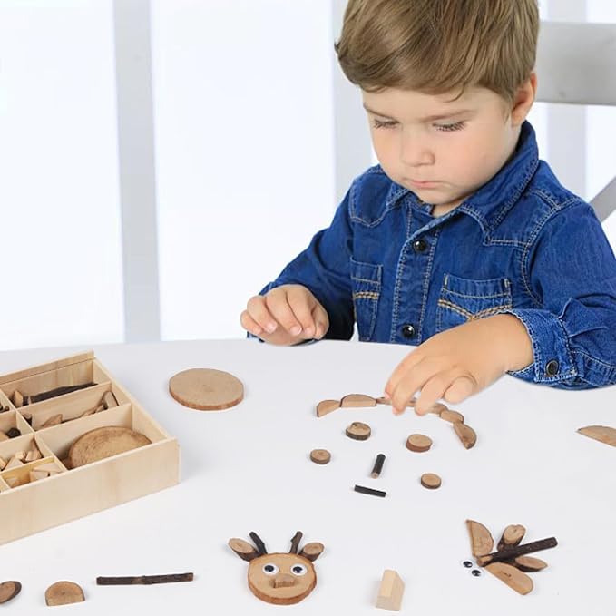 Candywood Wooden Unfinished Craft Kits Toy, Unfinished Natural Wood Slices - Image 3