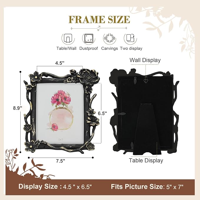 5x7 Vintage Picture Frame, Victorian Retro Decorative Photo Frames - Image 2