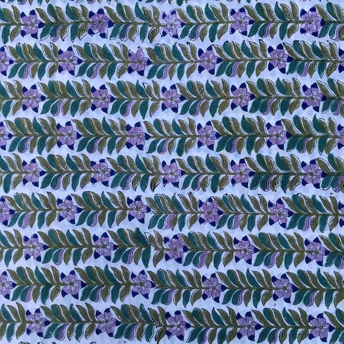 E-Tailor® Indian Handmade Ethnic 100% Cotton Running Hand Block Print Natural - Image 2