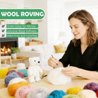 3.4oz Felting Wool Jolly Green, Needle Felting Wool, Wool Roving - Image 4