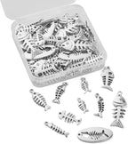 DanLingJewelry 100Pcs 10 Styles Fish Charm Bulk Fish Bone Charms Skeleton Charms - Image 6
