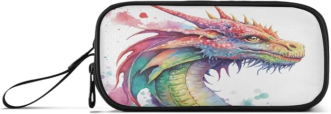 Watercolor Dragon Pencil Case Box Boys Girls Large Pencil Pouch - Image 2