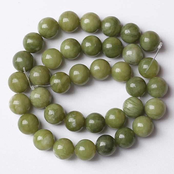 Natural Chinese Green Jade Beads Gemstone Round Loose Beads - Image 5
