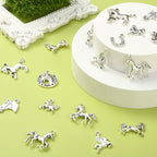 DanLingJewelry 100Pcs 10 Styles Antique Silver Horse & Horseshoe Animal Charms - Image 4