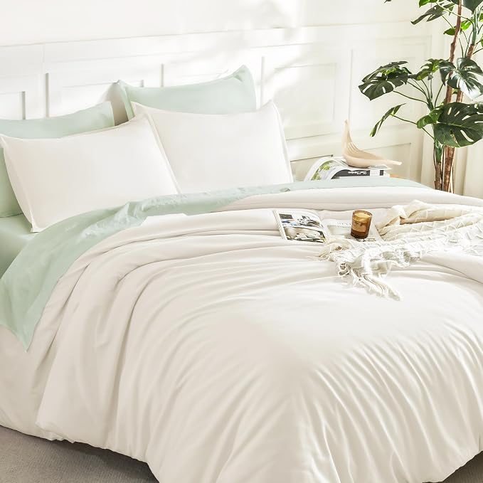 Litanika Ivory Comforter Set Twin/Twin XL Size, 2 Pieces Lightweight Solid - Image 5